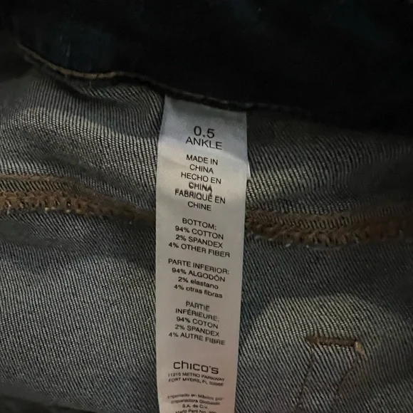 Chico's Dark Blue Embellished Skinny Jeans - Picture 4 of 4